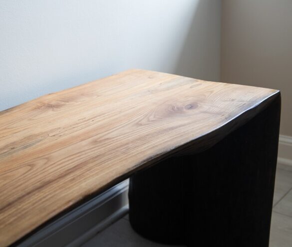 Live edge bench made in the Hudson Valley New York from a reclaimed tree